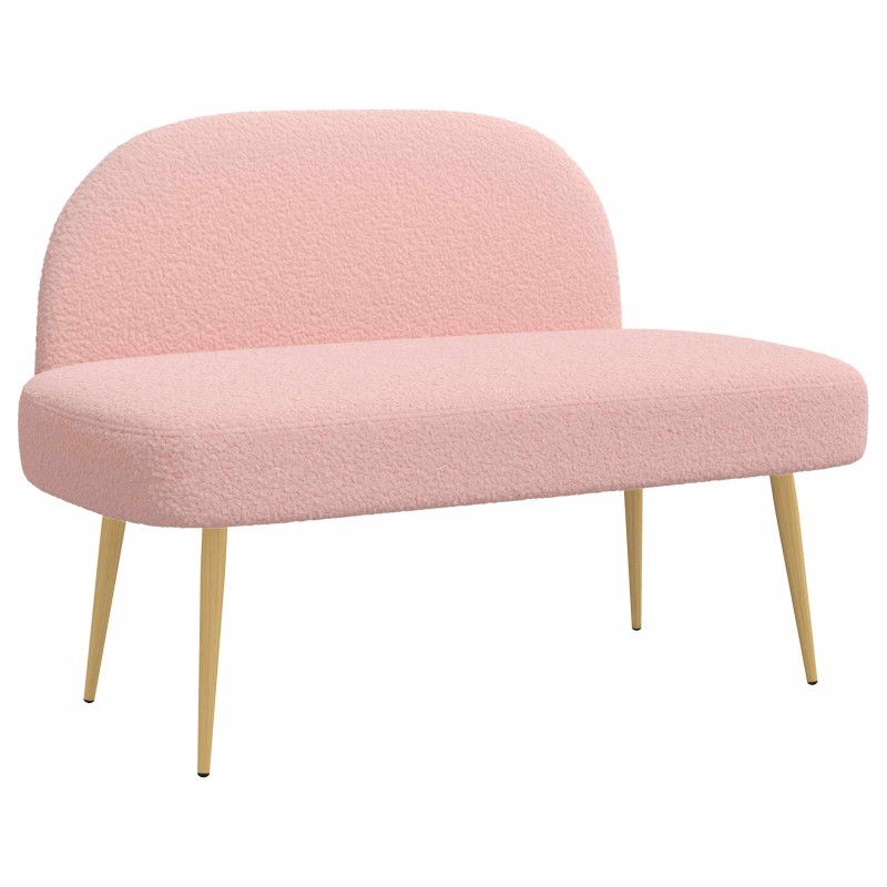 vidaXL Δερμάτινος Πάγκος με Πλάτη Ροζ 110 x 60 x 76 cm Μπουκλέ
