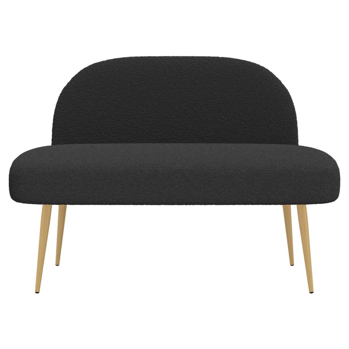 vidaXL Δερμάτινος Πάγκος με Πλάτη Μαύρο 110 x 60 x 76 cm Μπουκλέ