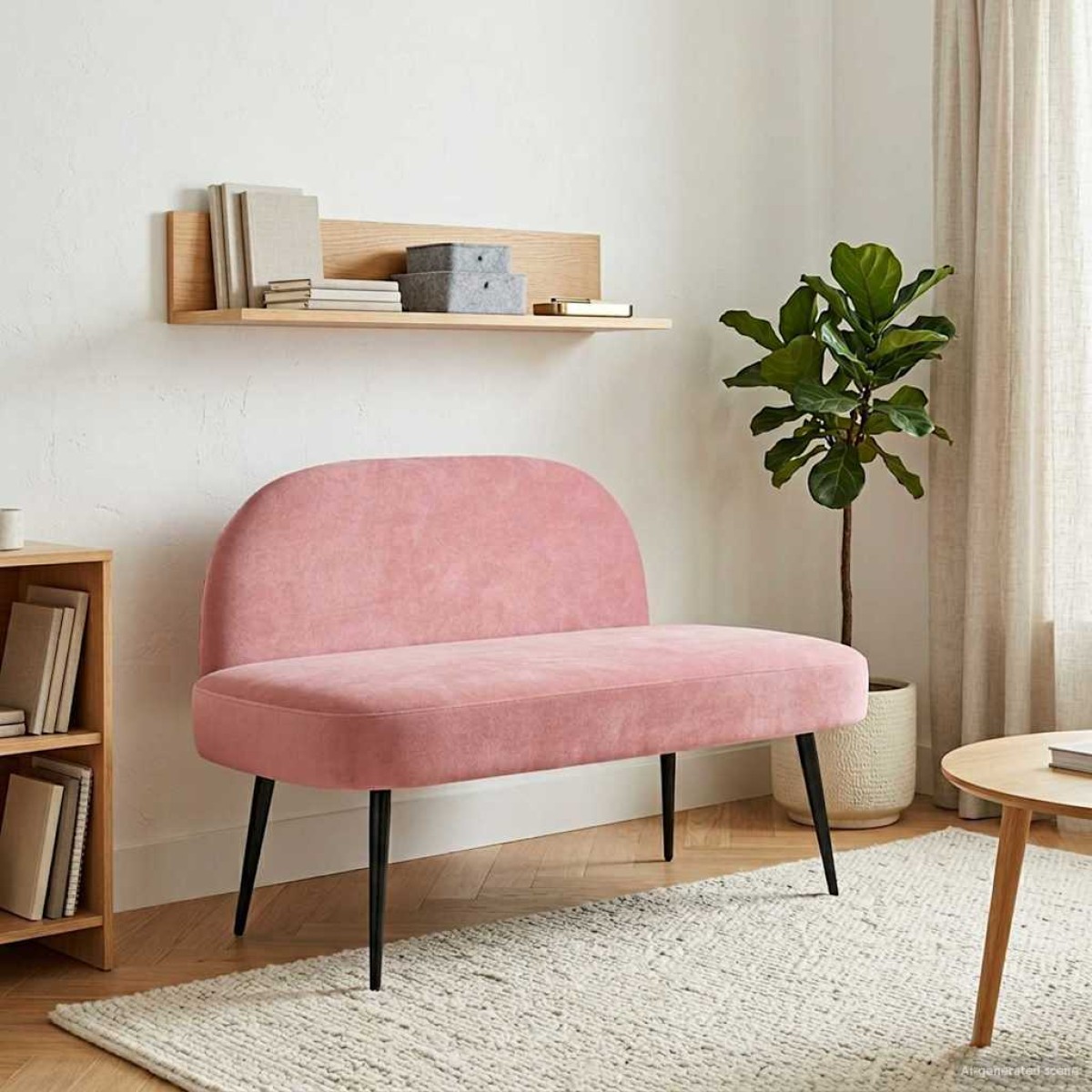 vidaXL Δερμάτινος Πάγκος με Πλάτη Ροζ 110 x 60 x 76 cm Βελούδο