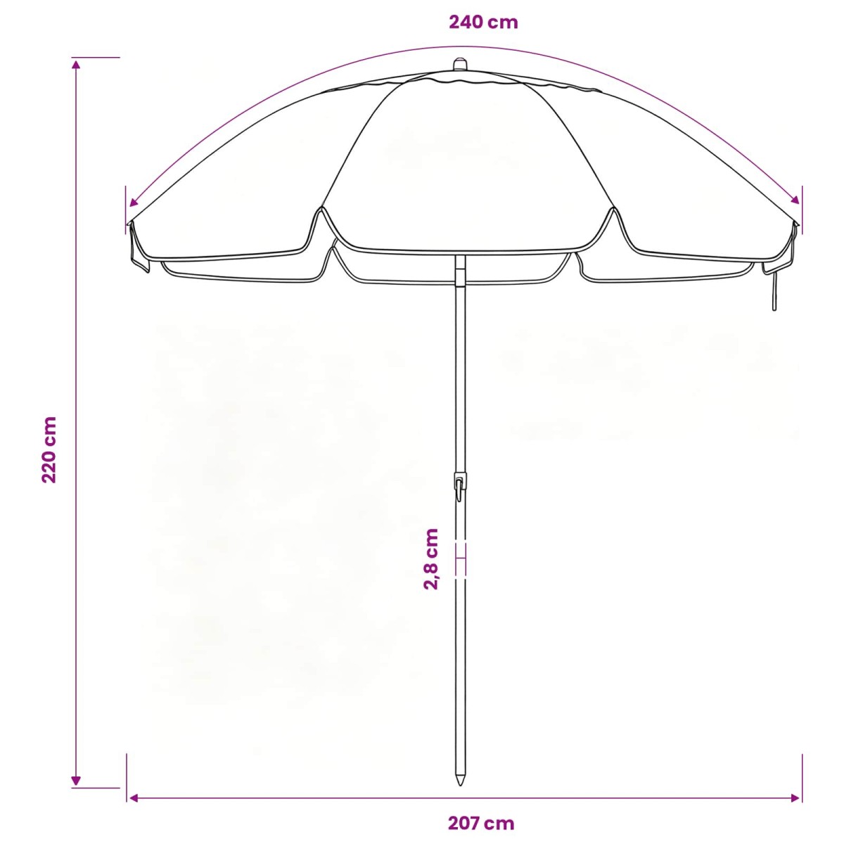 vidaXL Ομπρέλα Κήπου 240 cm 170T πολυεστέρας Πορτοκαλί