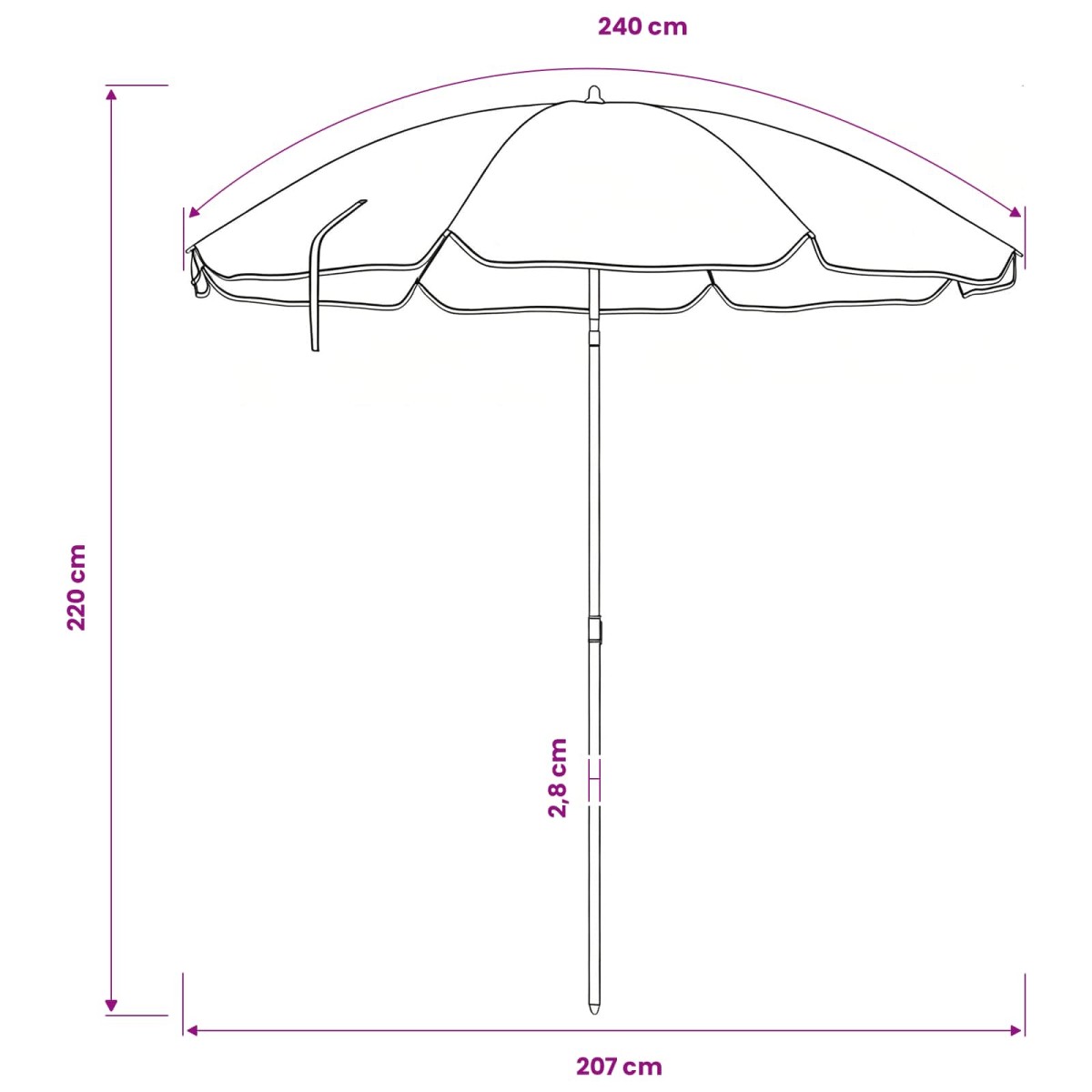 vidaXL Ομπρέλα Κήπου 240 cm 170T πολυεστέρας Πορτοκαλί