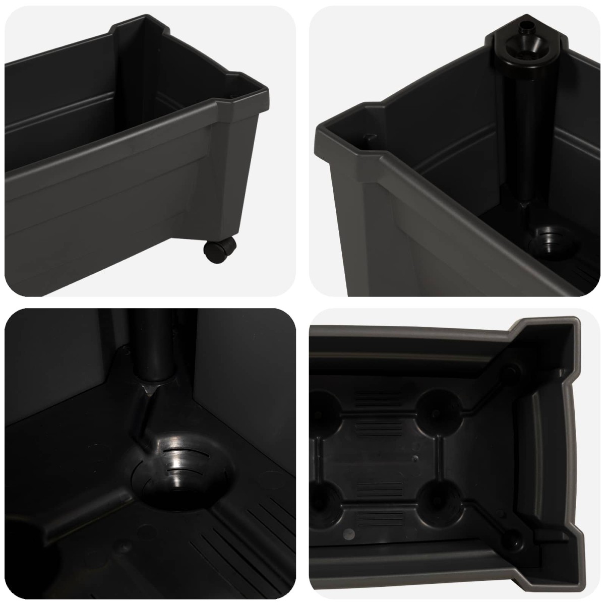 vidaXL Γλάστρα Calypso με Ρόδες Ανθρακί 79 x 35 x 33 εκ PP