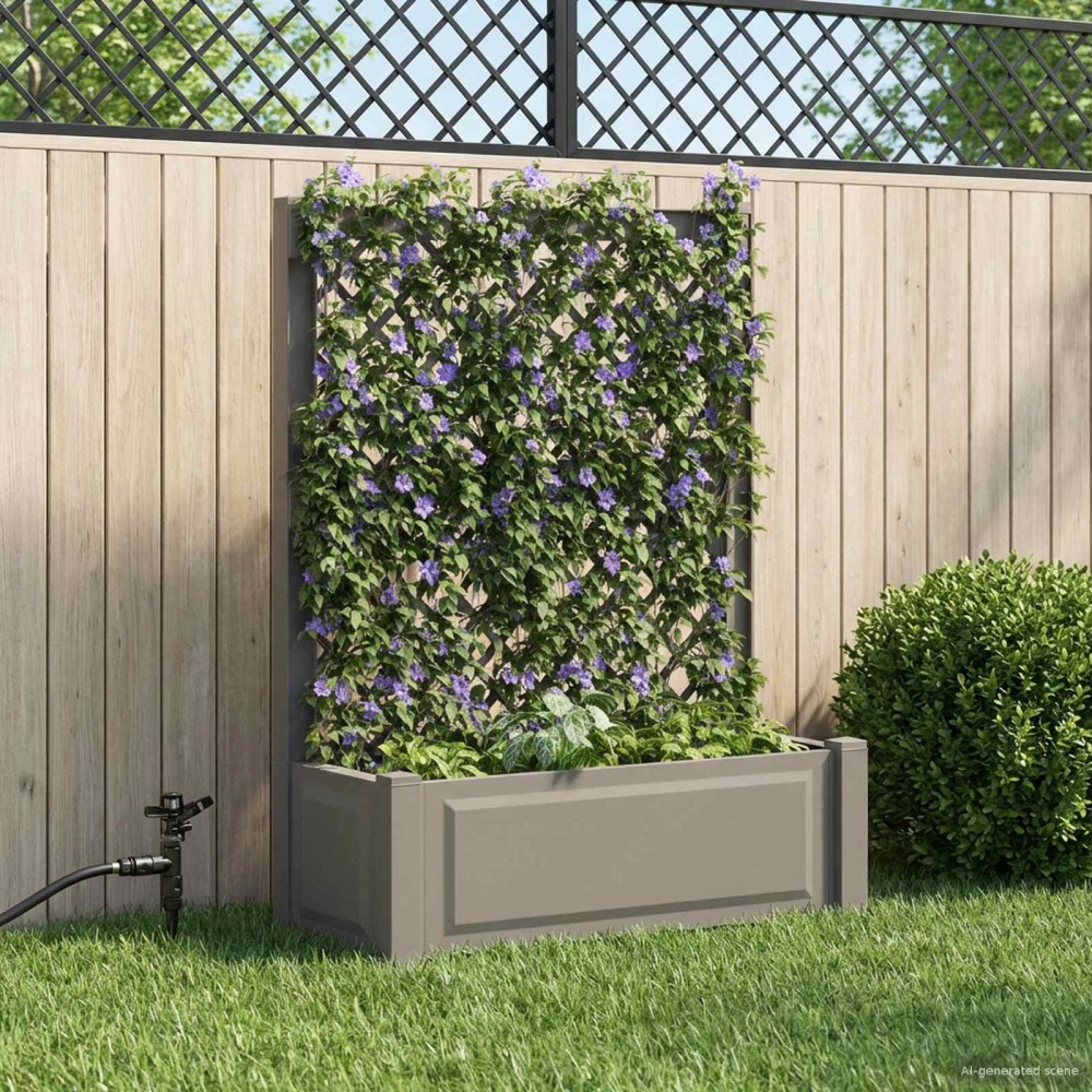 vidaXL Μεγάλη Γλάστρα με Στήριγμα Γκρι 99,5 x 43 x 133,5 εκ PP