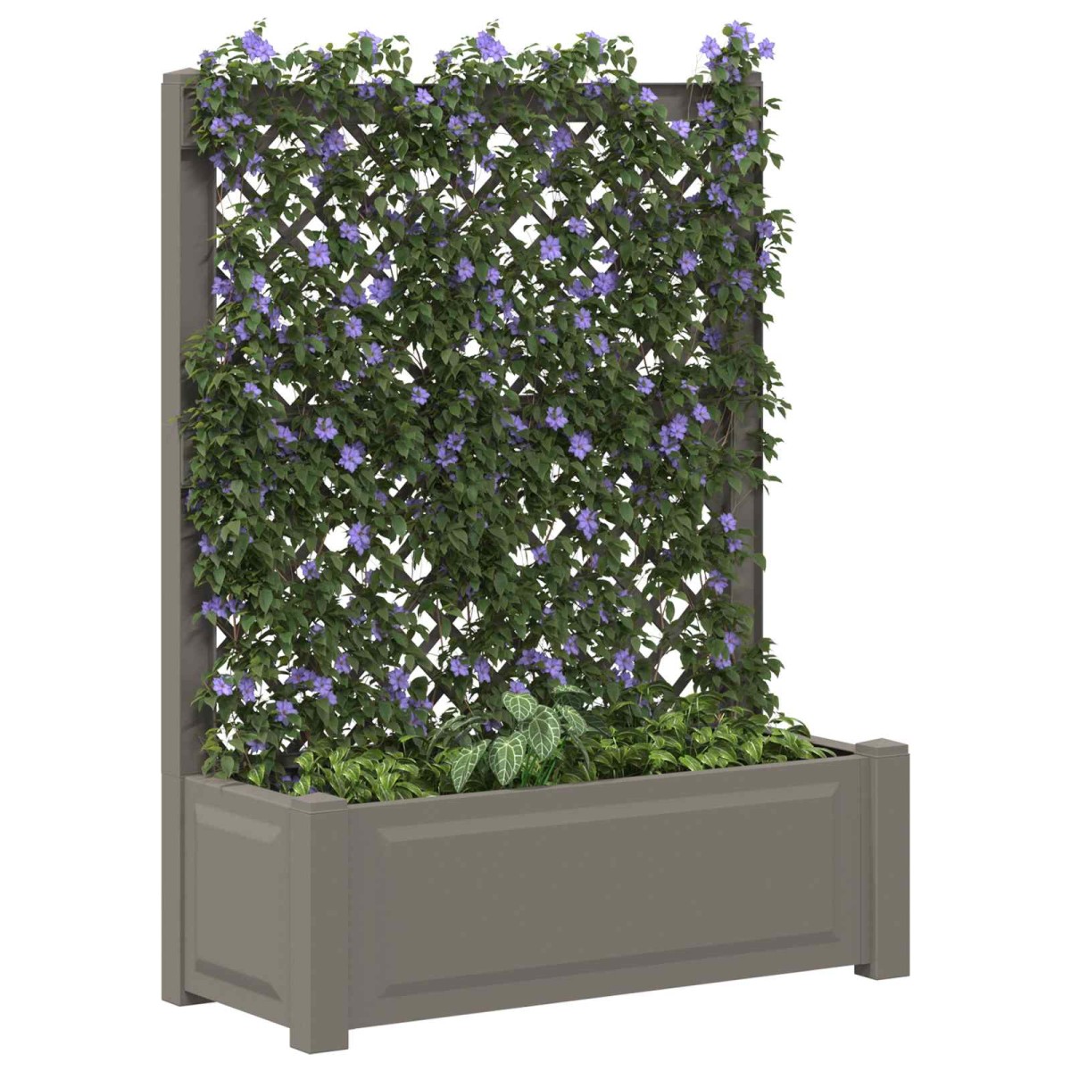 vidaXL Μεγάλη Γλάστρα με Στήριγμα Γκρι 99,5 x 43 x 133,5 εκ PP