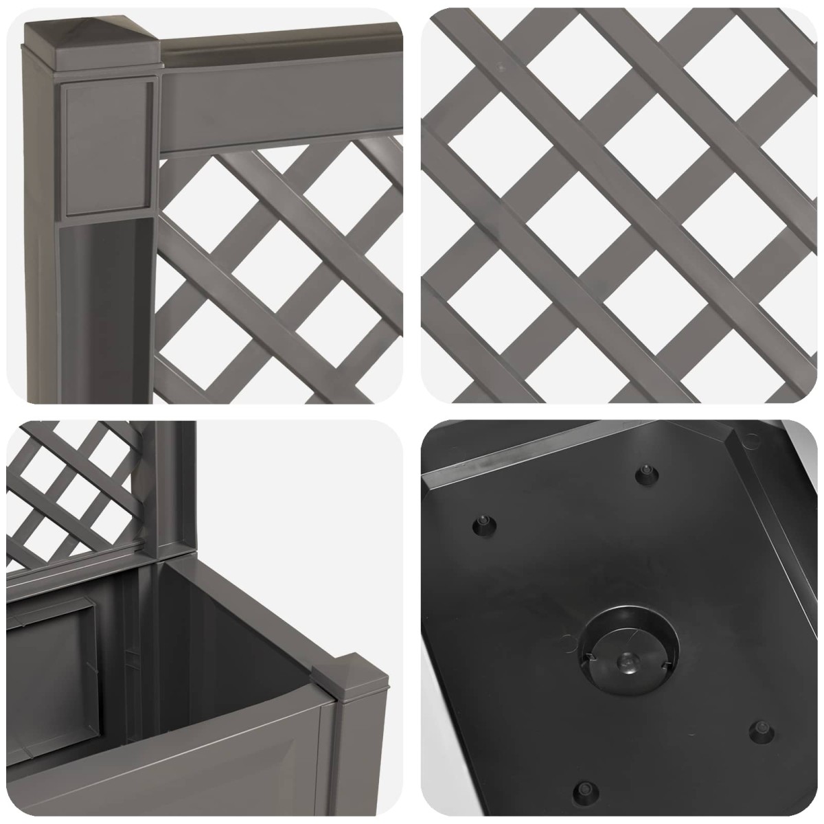 vidaXL Μεγάλη Γλάστρα με Στήριγμα Γκρι 99,5 x 43 x 133,5 εκ PP