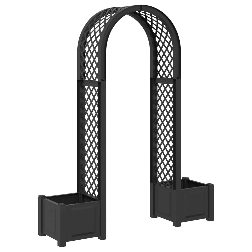 vidaXL Αψίδα Ρόδου με Γλάστρα Ανθρακί 168,5 x 43 x 207 εκ PP