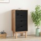 vidaXL Κουτί με συρτάρια OTTA Μαύρο 45 x 39 x 90 εκ. Μασίφ Ξύλο Πεύκου