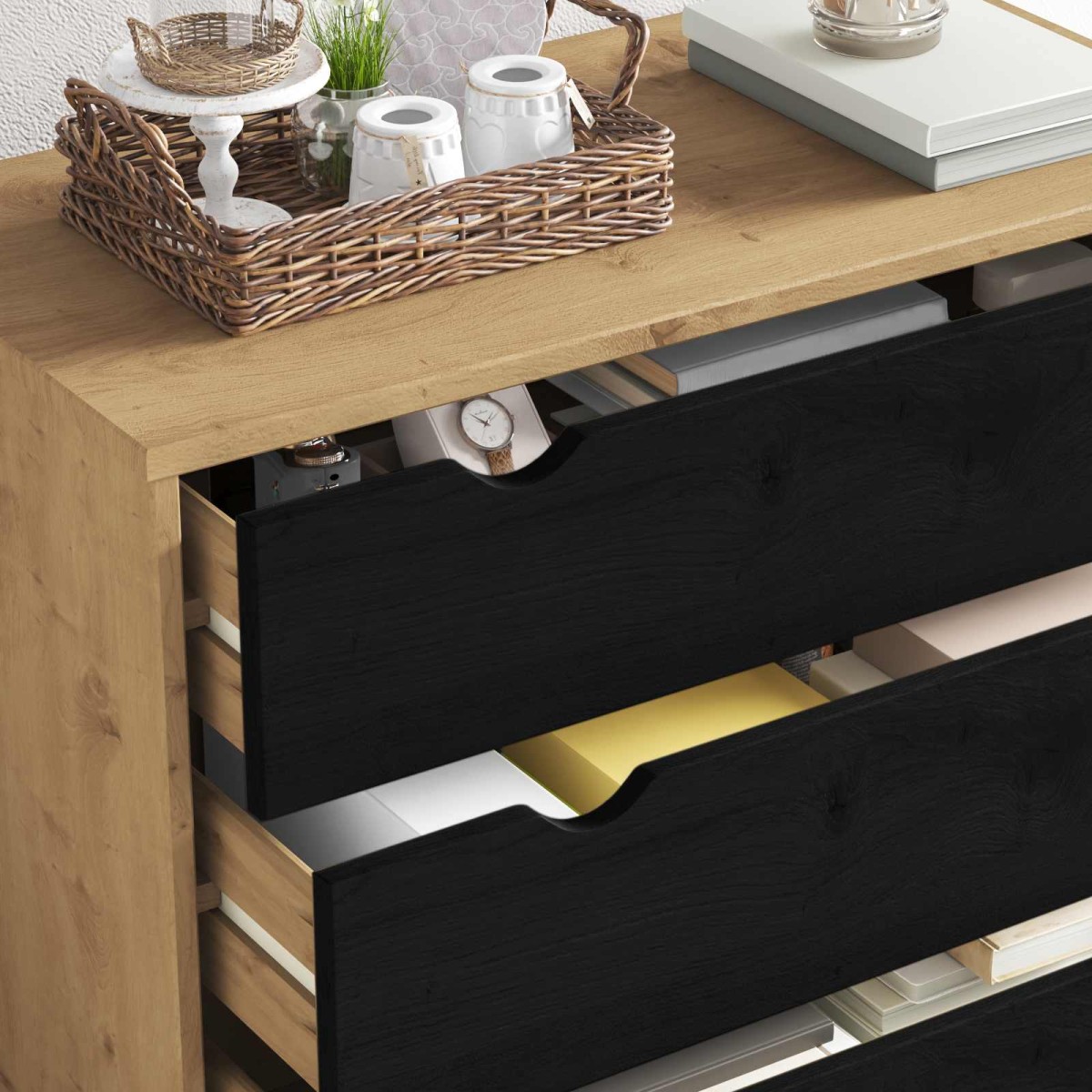 vidaXL Κουτί με συρτάρια με συρτάρι OTTA Μαύρο 76,5 x 39,5 x 90 εκ.