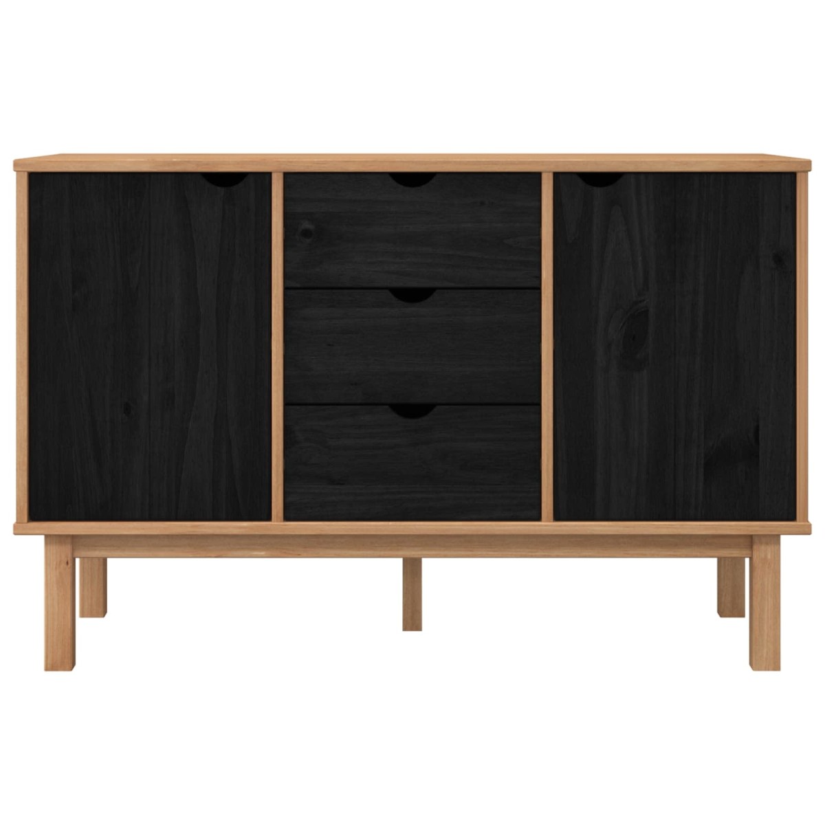 vidaXL Πλαϊνό γραφείο OTTA Μαύρο 113,5 x 43 x 73 εκ. Μασίφ Ξύλο Πεύκου