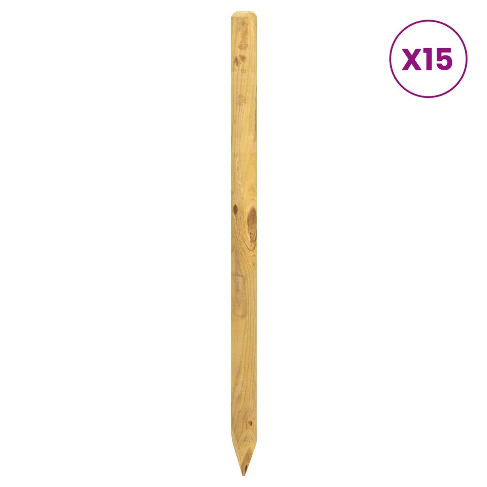 vidaXL Πό posts φράχτη 15 τεμ. Πράσινο 60 cm Μασίφ Ξύλο Πεύκου
