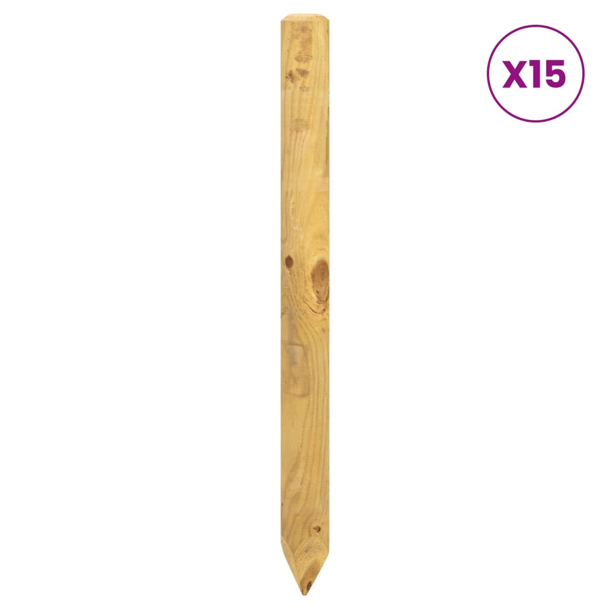 vidaXL Πό posts φράχτη 15 τεμ. Πράσινο 60 cm Μασίφ Ξύλο Πεύκου