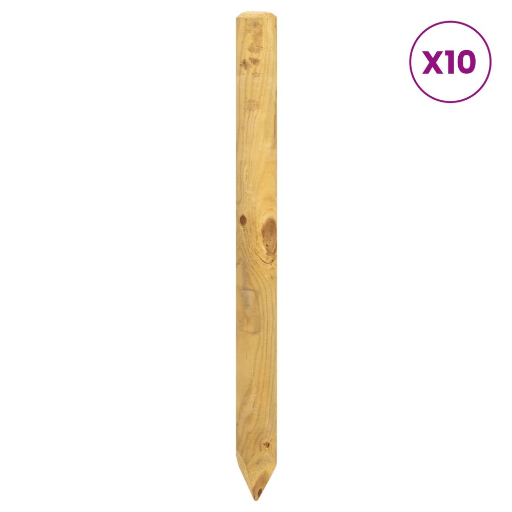 vidaXL Πό posts φράχτη 10 τεμ. Πράσινο 100 cm Μασίφ Ξύλο Πεύκου