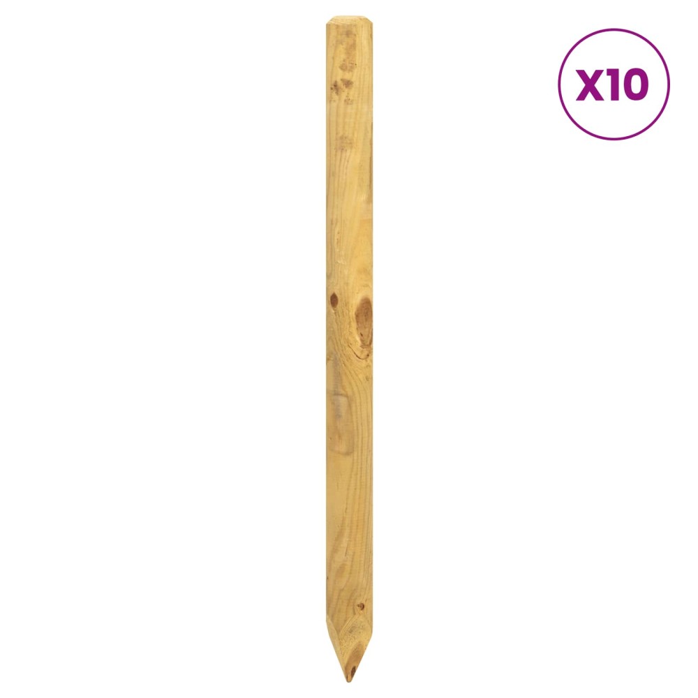 vidaXL Πό posts φράχτη 10 τεμ. Πράσινο 120 cm Μασίφ Ξύλο Πεύκου