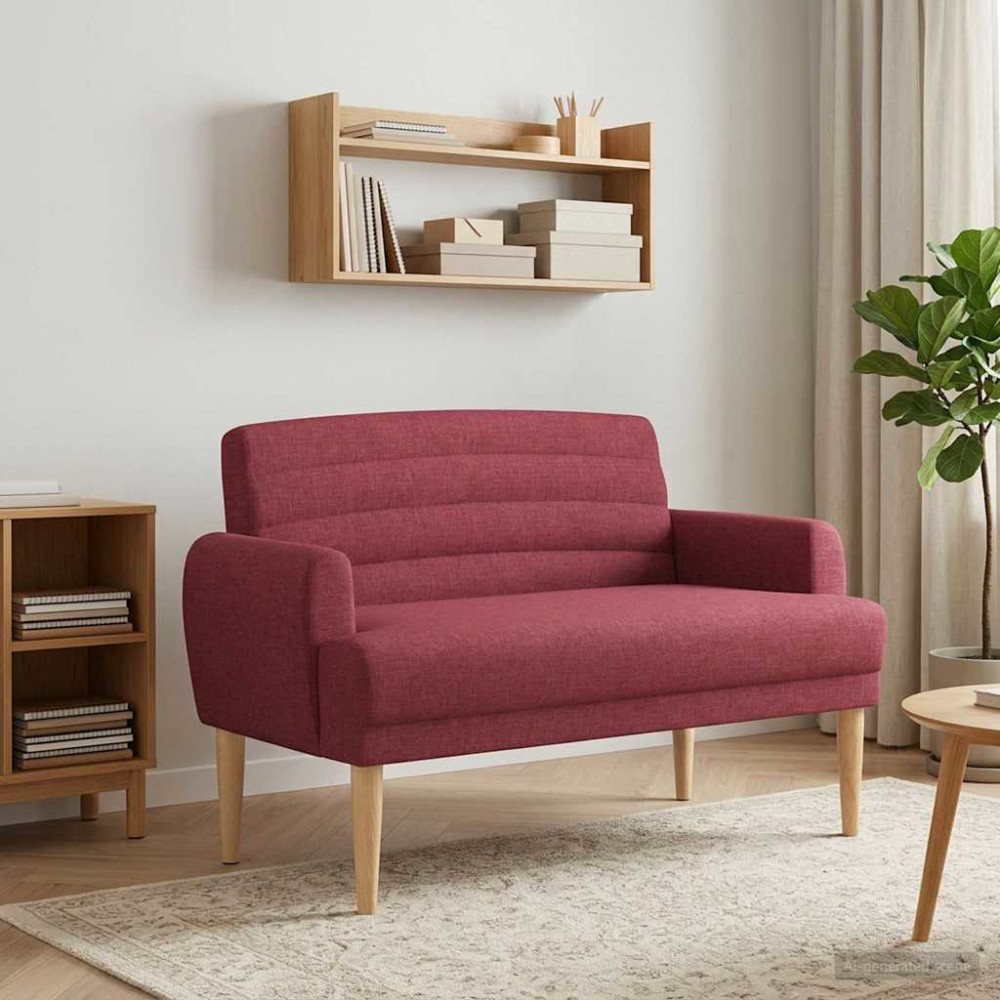 vidaXL Love seat με κουμπιά Κόκκινο 116 x 67 x 80 εκ. Ύφασμα