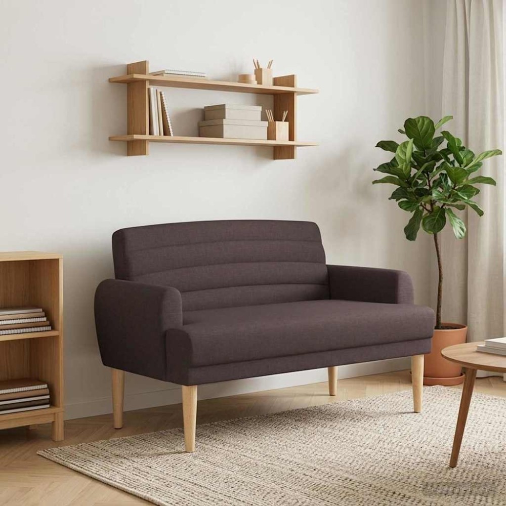 vidaXL Love seat με κουμπιά Σκούρο Καφέ 116 x 67 x 80 εκ. Ύφασμα