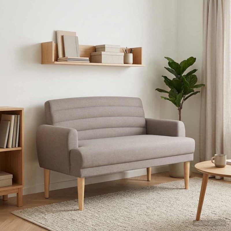 vidaXL Love seat με κουμπιά Taupe 116 x 67 x 80 εκ. Ύφασμα