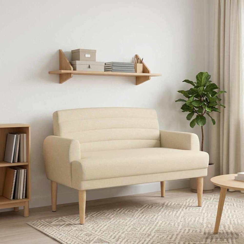 vidaXL Love seat με κουμπιά Κρεμ 116 x 67 x 80 εκ. Ύφασμα