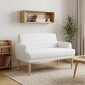 vidaXL Love seat με κουμπιά Λευκό 116 x 67 x 80 εκ. Ύφασμα