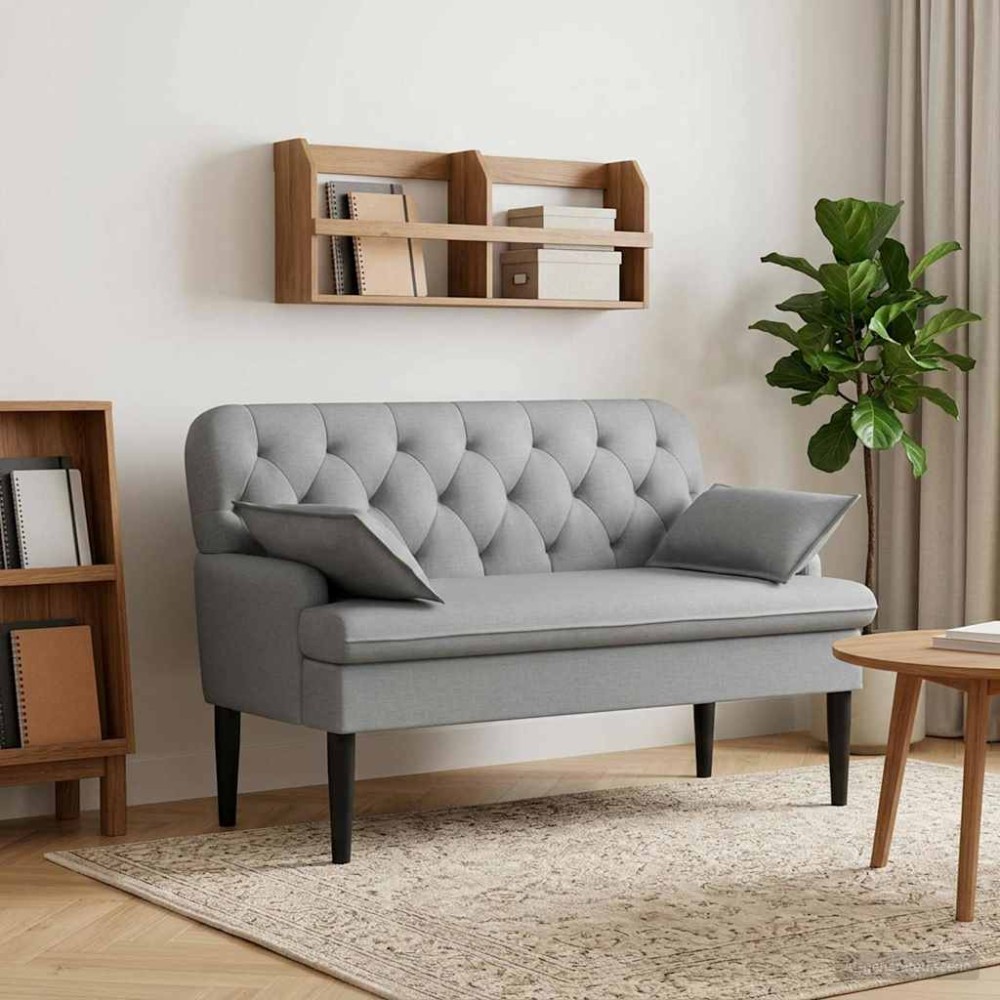 vidaXL Love seat με κουμπιά Ανοιχτό γκρι 111 x 68 x 80 εκ. Ύφασμα