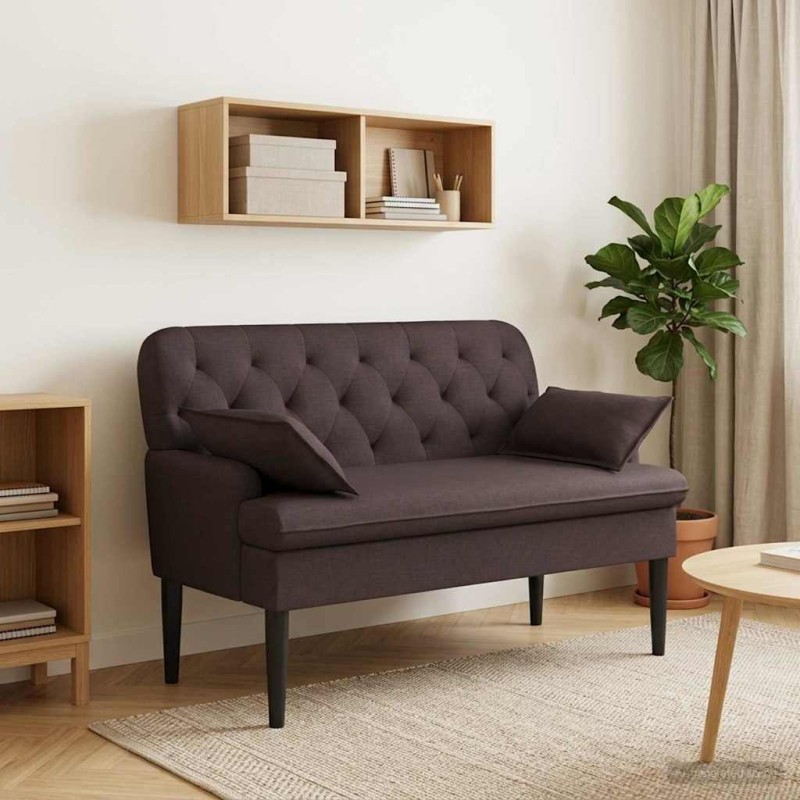 vidaXL Love seat με κουμπιά Σκούρο Καφέ 111 x 68 x 80 εκ. Ύφασμα