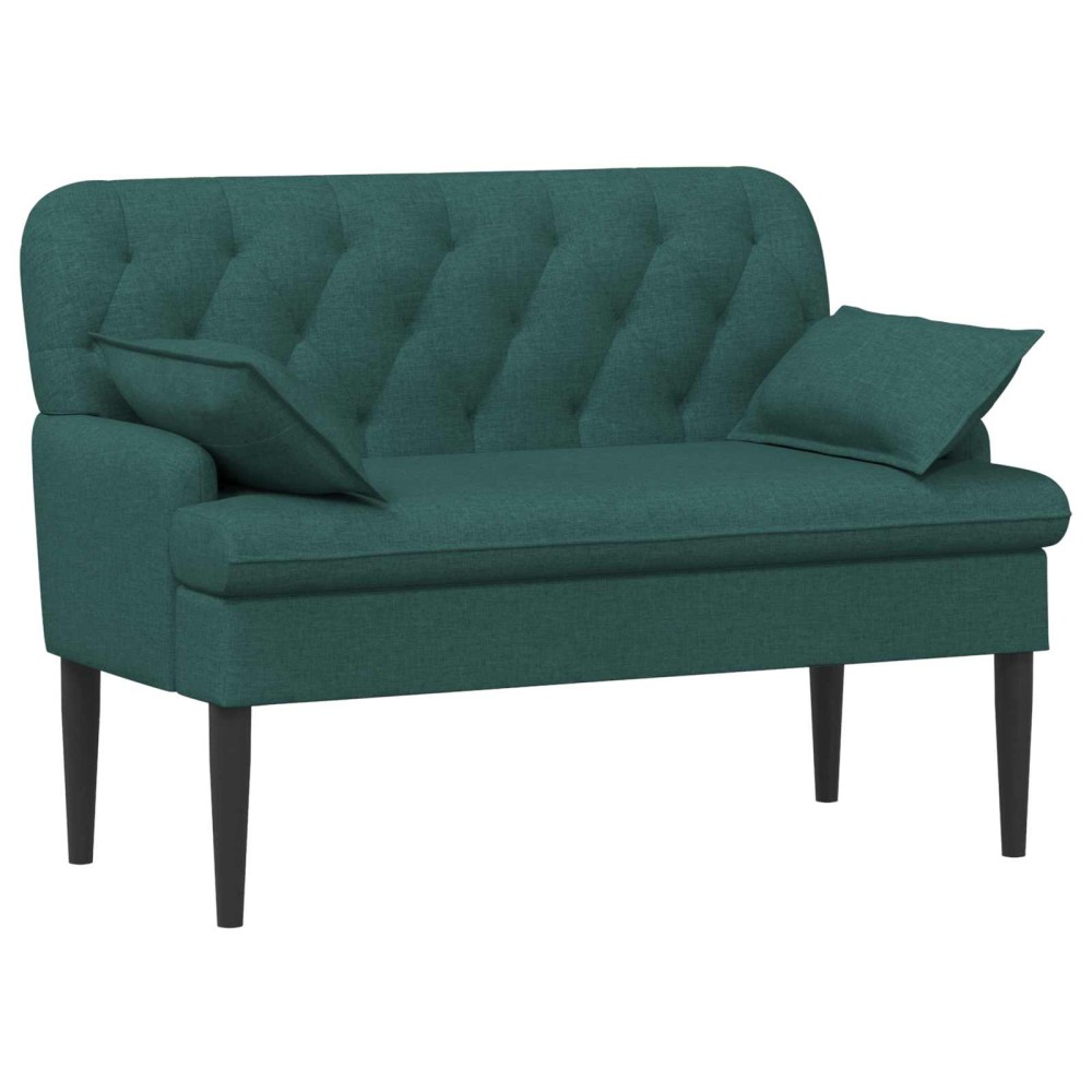 vidaXL Love seat με κουμπιά Σκούρο Πράσινο 111 x 68 x 80 εκ. Ύφασμα