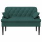 vidaXL Love seat με κουμπιά Σκούρο Πράσινο 111 x 68 x 80 εκ. Ύφασμα