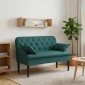 vidaXL Love seat με κουμπιά Σκούρο Πράσινο 111 x 68 x 80 εκ. Ύφασμα