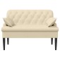 vidaXL Love seat με κουμπιά Κρεμ 111 x 68 x 80 εκ. Ύφασμα