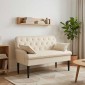 vidaXL Love seat με κουμπιά Κρεμ 111 x 68 x 80 εκ. Ύφασμα