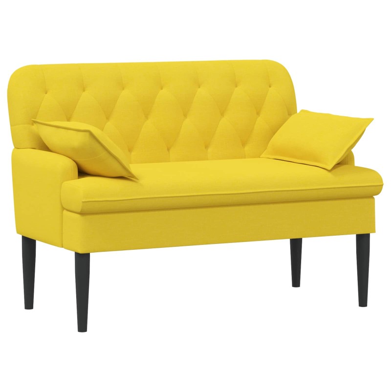 vidaXL Love seat με κουμπιά Ανοιχτό Κίτρινο 111 x 68 x 80 εκ. Ύφασμα