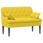 vidaXL Love seat με κουμπιά Ανοιχτό Κίτρινο 111 x 68 x 80 εκ. Ύφασμα