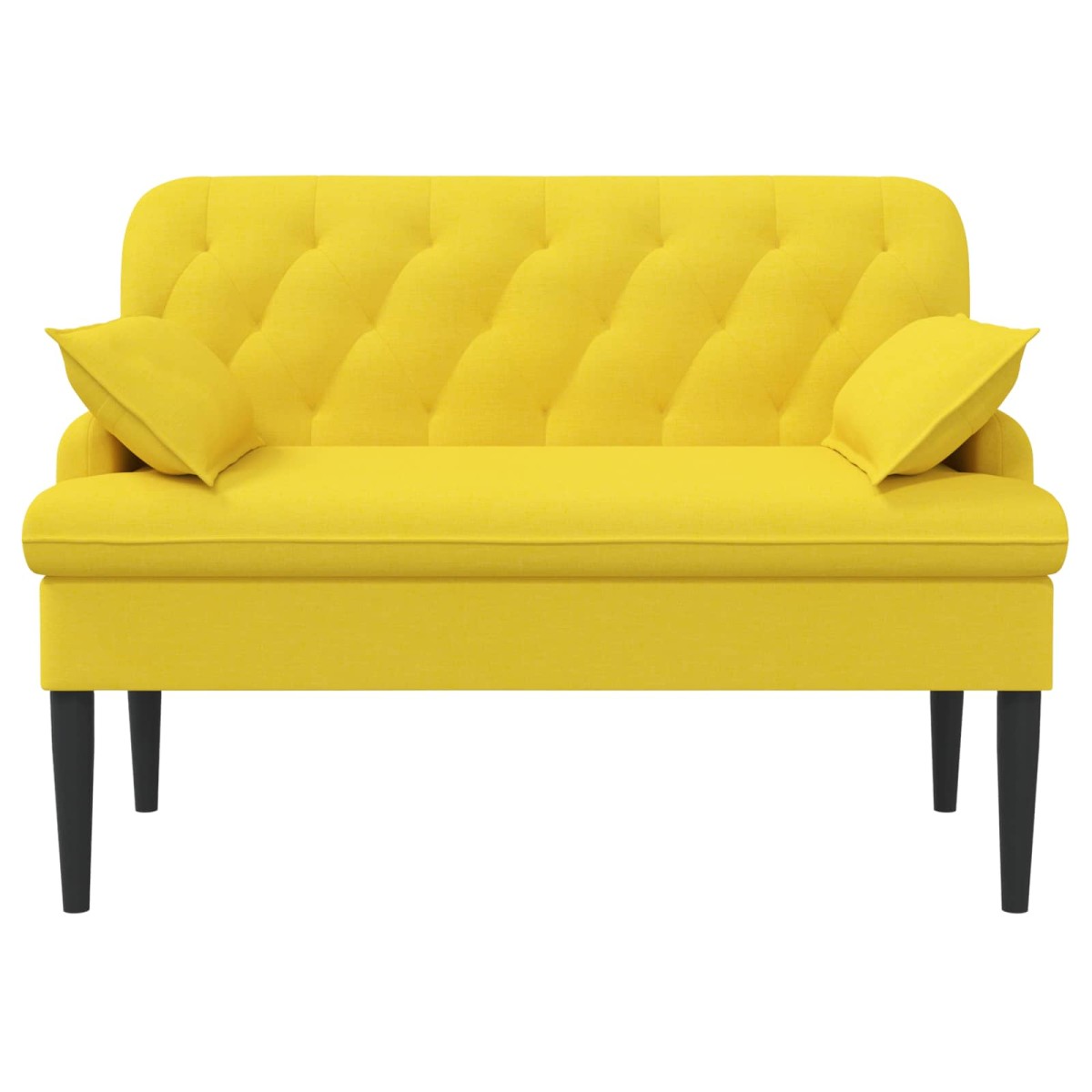vidaXL Love seat με κουμπιά Ανοιχτό Κίτρινο 111 x 68 x 80 εκ. Ύφασμα