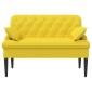vidaXL Love seat με κουμπιά Ανοιχτό Κίτρινο 111 x 68 x 80 εκ. Ύφασμα