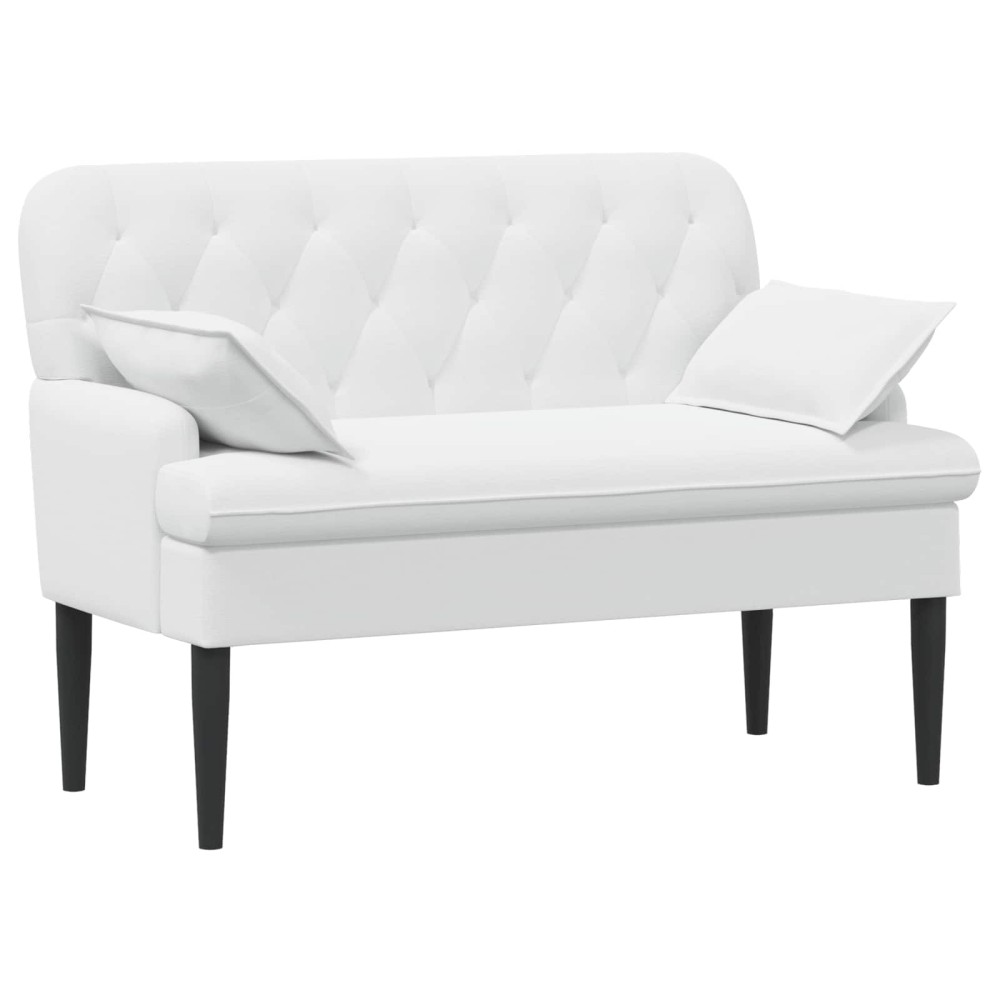 vidaXL Love seat με κουμπιά Λευκό 111 x 68 x 80 εκ. Ύφασμα