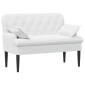 vidaXL Love seat με κουμπιά Λευκό 111 x 68 x 80 εκ. Ύφασμα