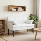vidaXL Love seat με κουμπιά Λευκό 111 x 68 x 80 εκ. Ύφασμα