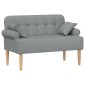 vidaXL Love seat με κουμπιά Ανοιχτό γκρι 120 x 65 x 79 εκ Ύφασμα