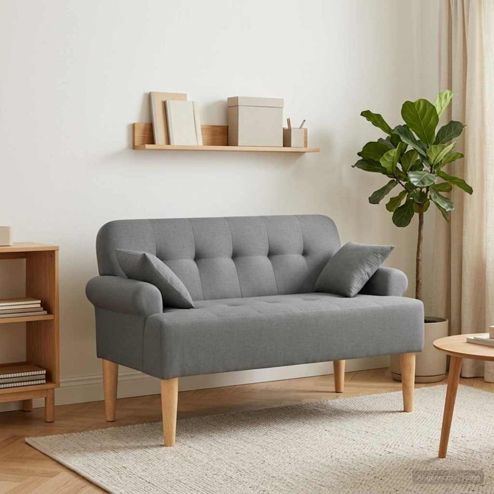 vidaXL Love seat με κουμπιά Σκούρο Γκρι 120 x 65 x 79 εκ Ύφασμα