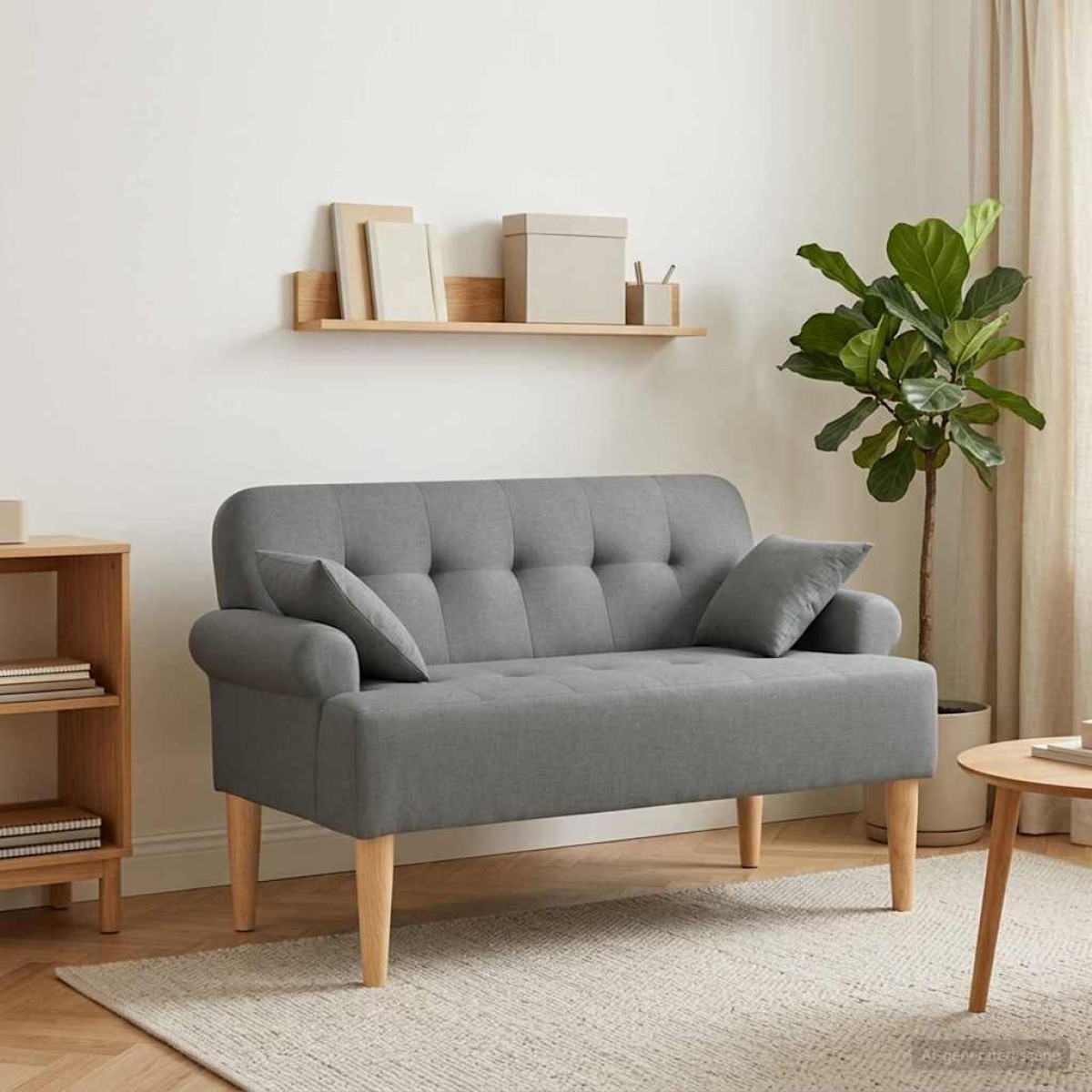 vidaXL Love seat με κουμπιά Σκούρο Γκρι 120 x 65 x 79 εκ Ύφασμα