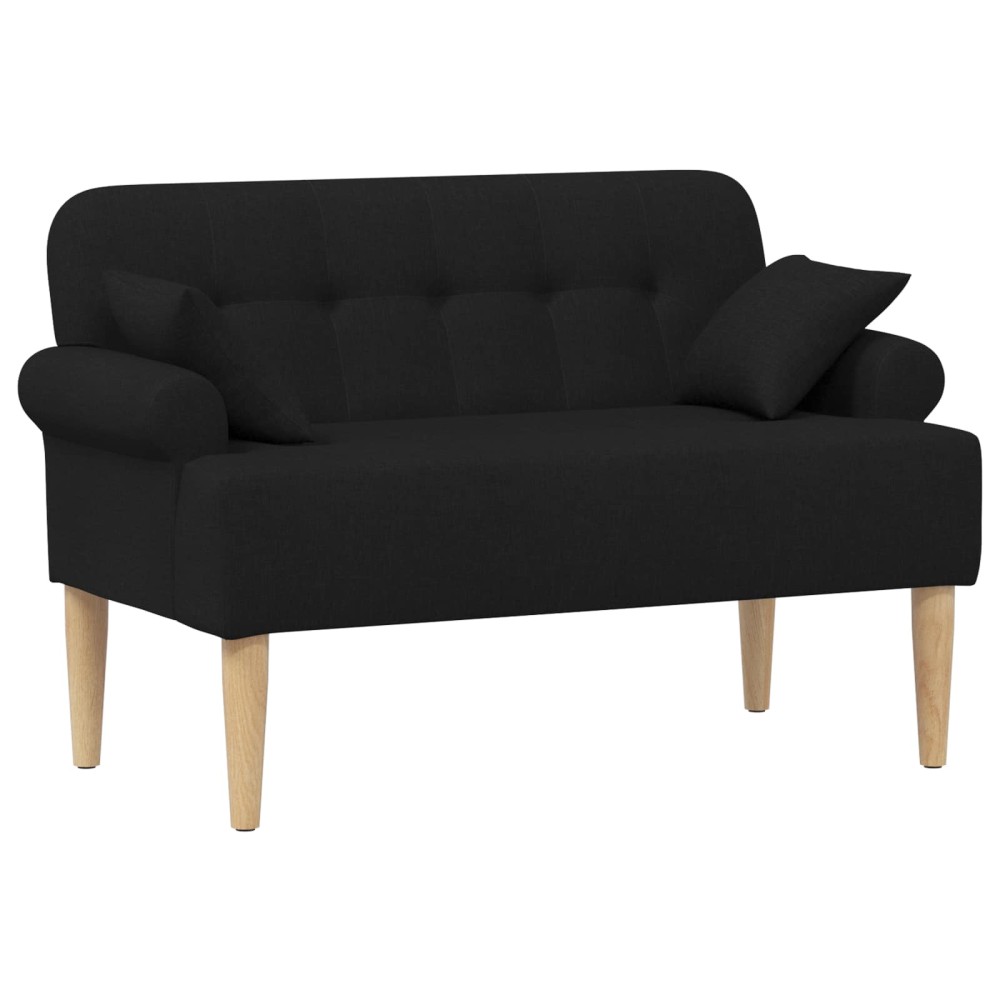 vidaXL Love seat με κουμπιά Μαύρο 120 x 65 x 79 εκ Ύφασμα