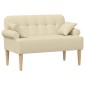 vidaXL Love seat με κουμπιά Κρεμ 120 x 65 x 79 εκ Ύφασμα