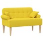 vidaXL Love seat με κουμπιά Ανοιχτό Κίτρινο 120 x 65 x 79 εκ Ύφασμα