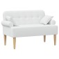 vidaXL Love seat με κουμπιά Λευκό 120 x 65 x 79 εκ Ύφασμα