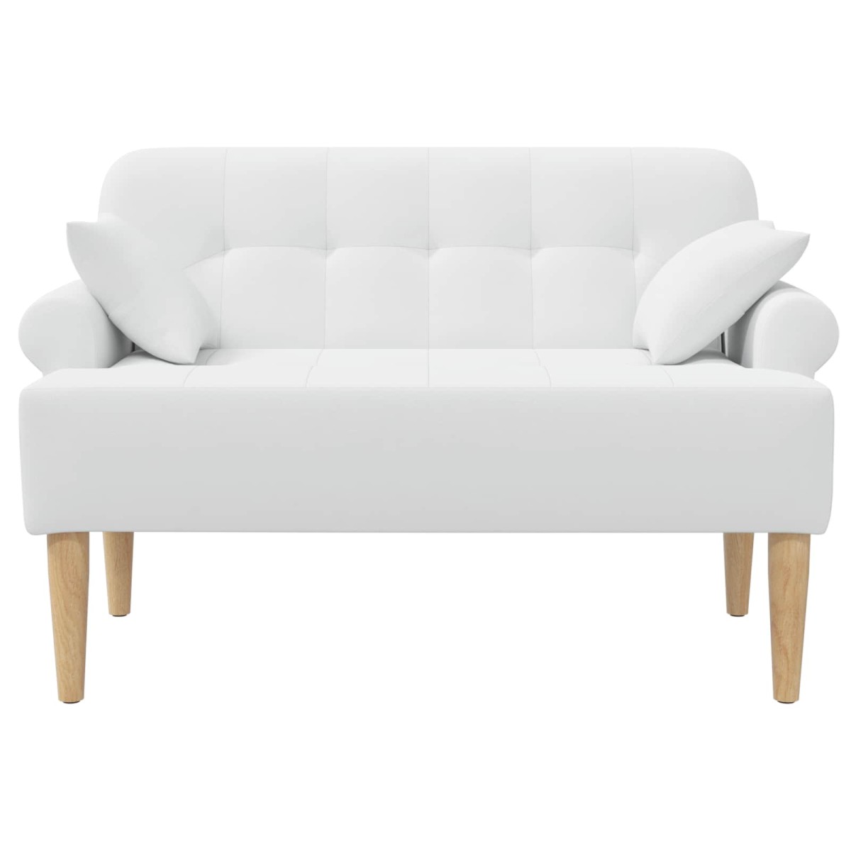 vidaXL Love seat με κουμπιά Λευκό 120 x 65 x 79 εκ Ύφασμα