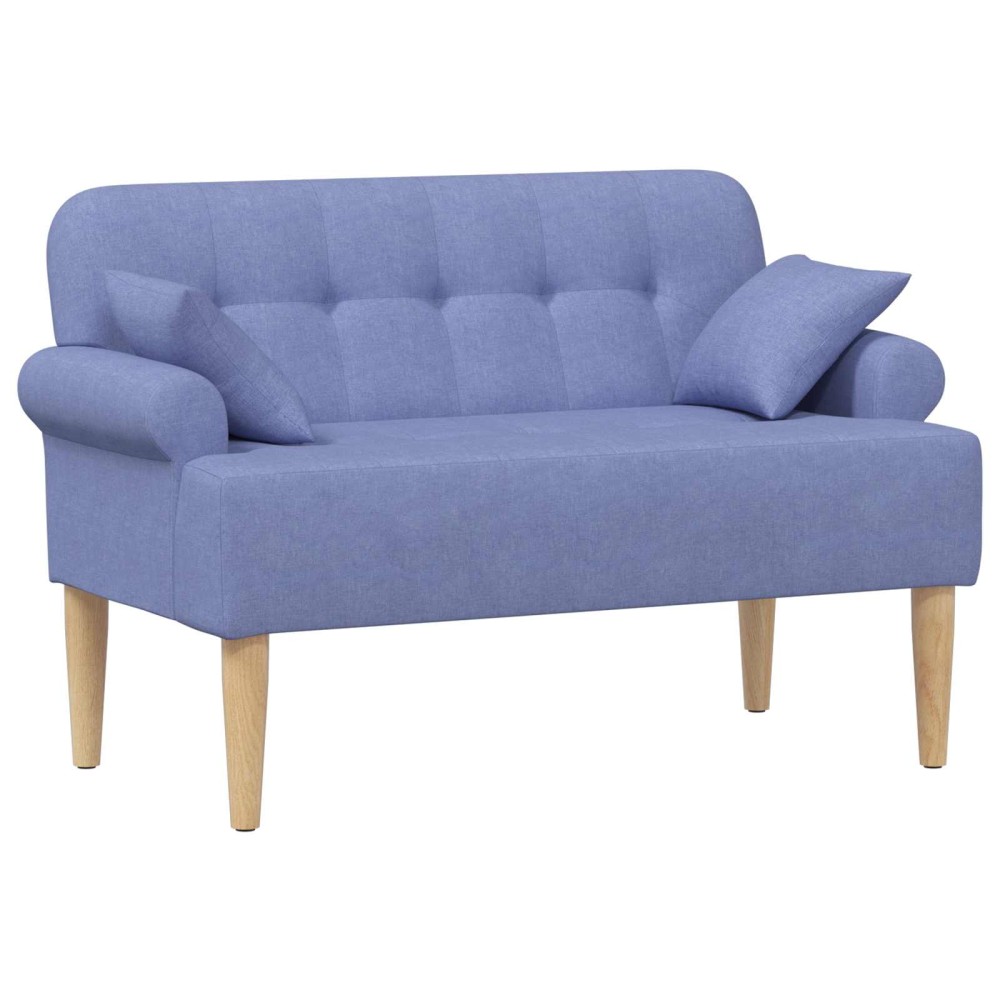 vidaXL Love seat με κουμπιά Μπλε τζην 120 x 65 x 79 εκ Ύφασμα