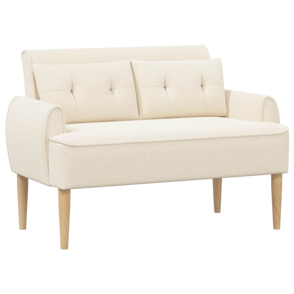 vidaXL Love seat με κουμπιά Κρεμ 117 x 67 x 77 εκ. Μπουκλέ
