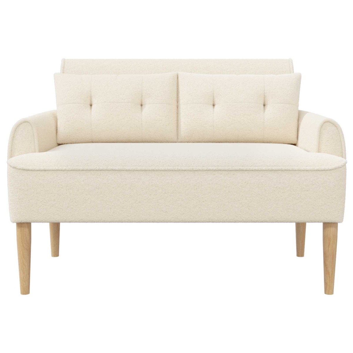 vidaXL Love seat με κουμπιά Κρεμ 117 x 67 x 77 εκ. Μπουκλέ