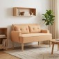 vidaXL Love seat με κουμπιά Μπεζ 117 x 67 x 77 εκ. Μπουκλέ