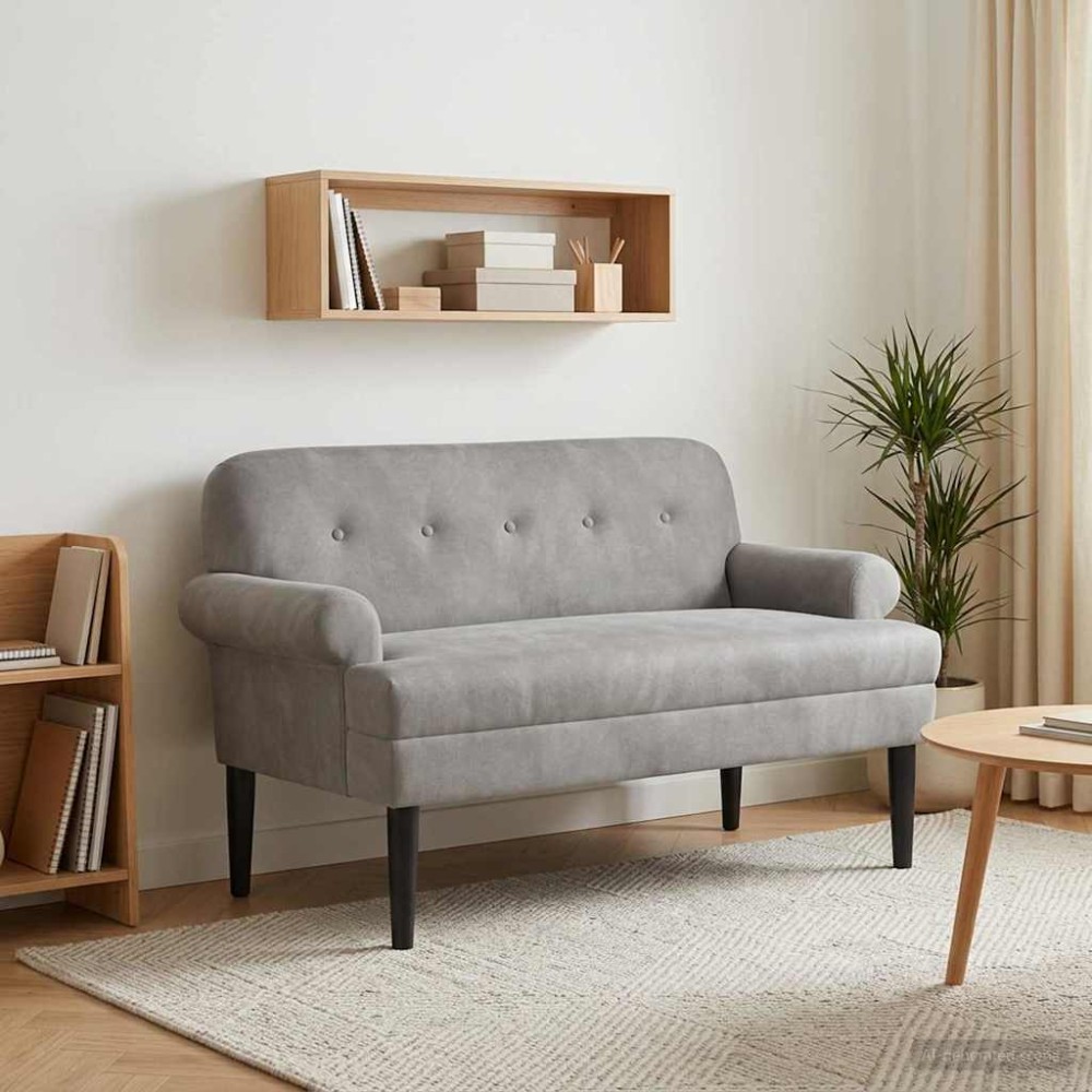 vidaXL Love seat με κουμπιά Ανοιχτό γκρι 120 x 66 x 78 εκ. Βελούδο