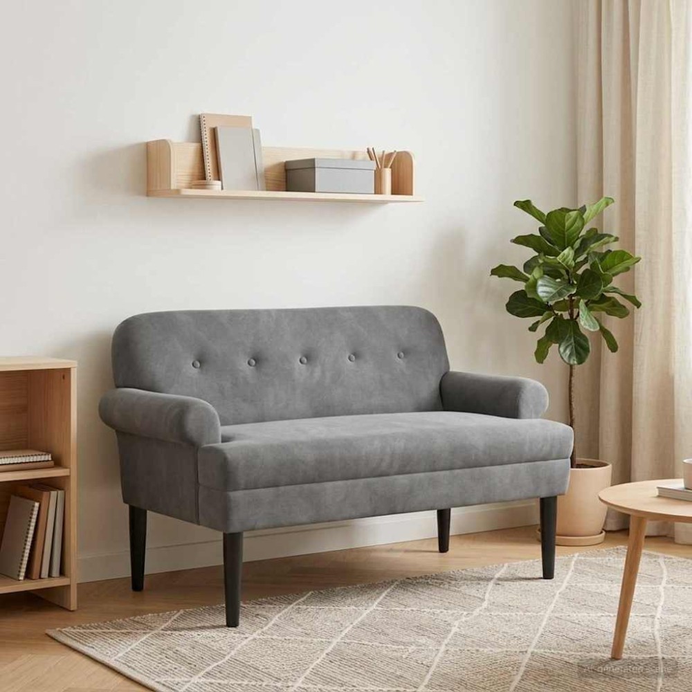 vidaXL Love seat με κουμπιά Σκούρο Γκρι 120 x 66 x 78 εκ. Βελούδο